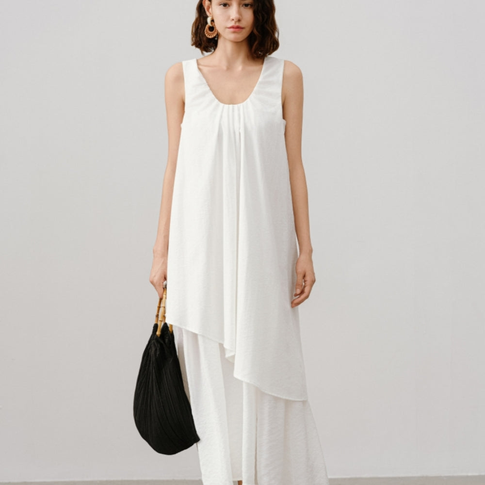 Fließendes Stufenkleid – Elegantes Design aus hochwertiger Viskose, Nylon und Baumwollmischung für mühelosen Sommer-Chic