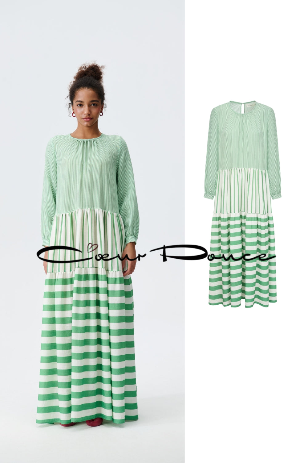 Striped Maxi Dress: Perfect Blend of Style & Comfort Coeur Douce Striped Maxi Dress: Perfect Blend of Style & Comfort Coeur Douce