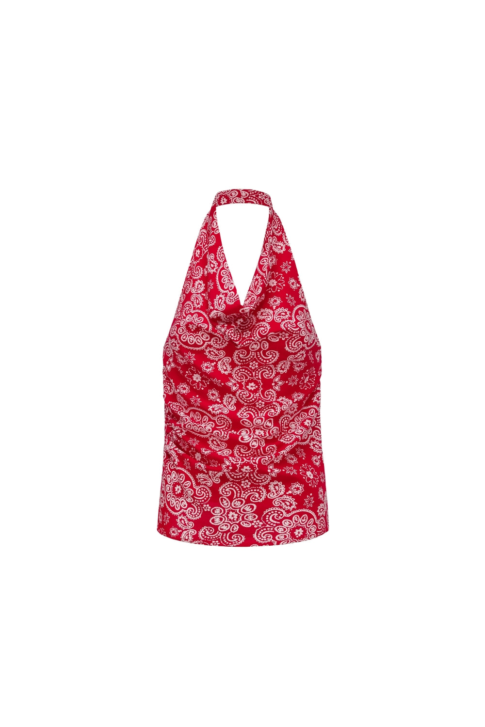 Sexy Halter Neck Paisley Top – Effortless Summer Style with Vibrant Retro Print