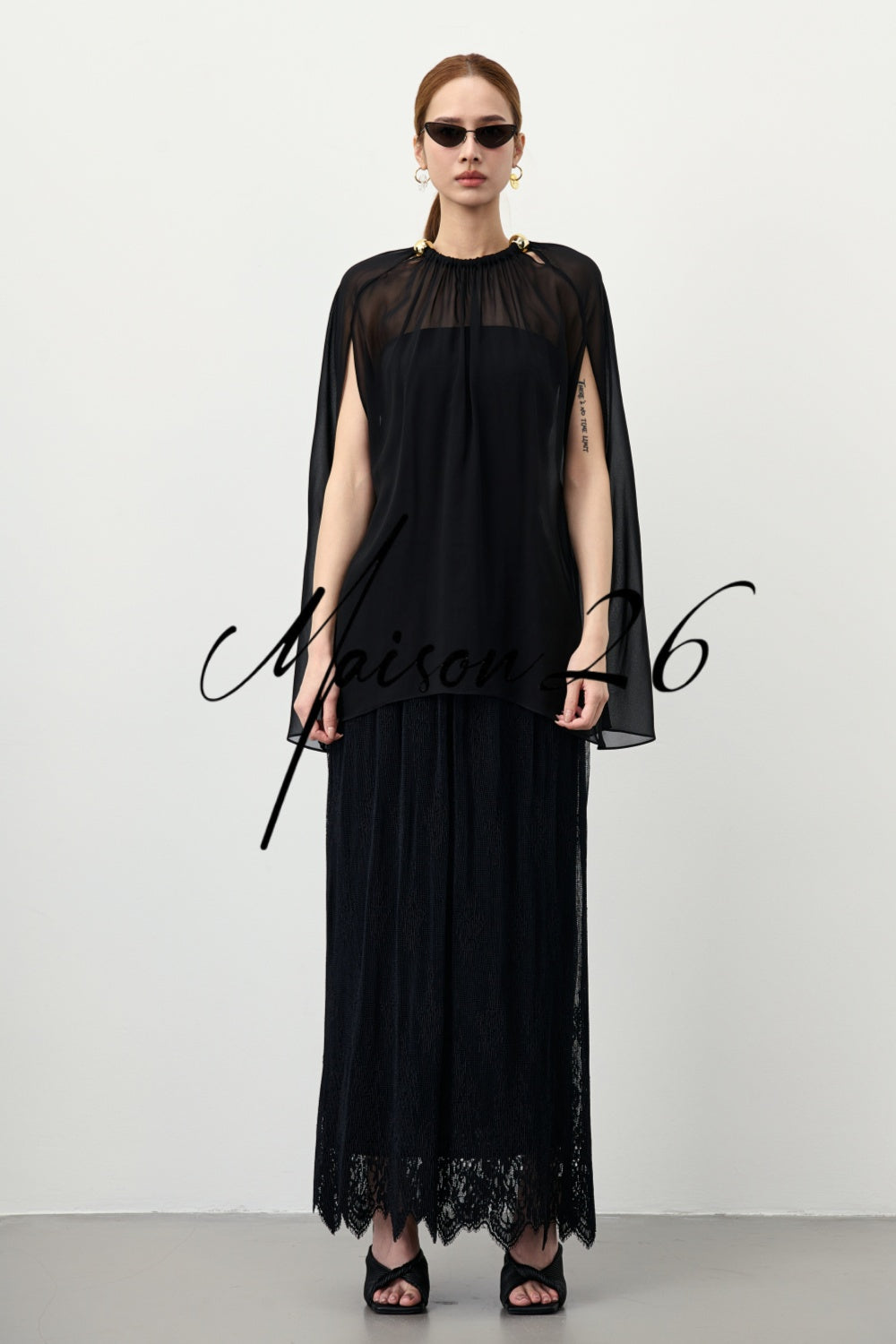 Pleated Lace Maxi Skirt – Textured Whimsy