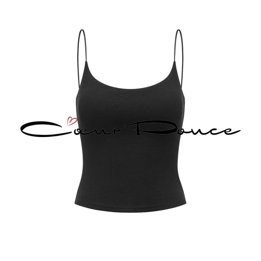 Elegant Built-In Bra Tank Top – Soft, Stretchy Fabric with Shaping Support and Versatile Design