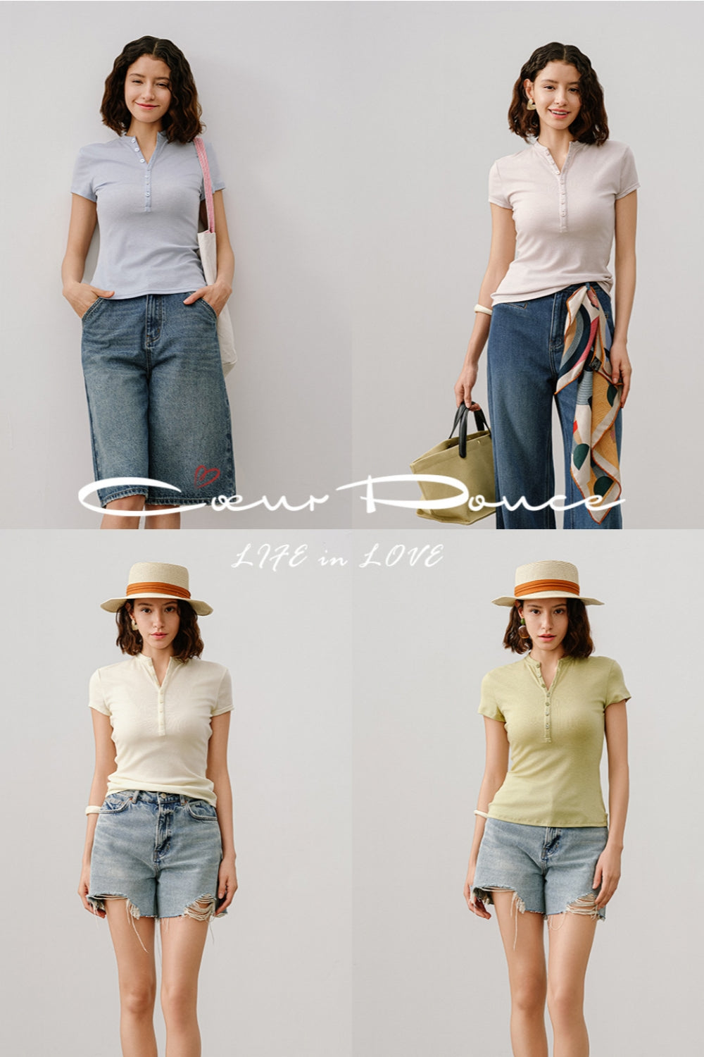 Henry Collar Short Sleeve Tee – Tencel Wool Blend, Soft & Skin-Friendly, Minimalist Elegance in Multiple Colors