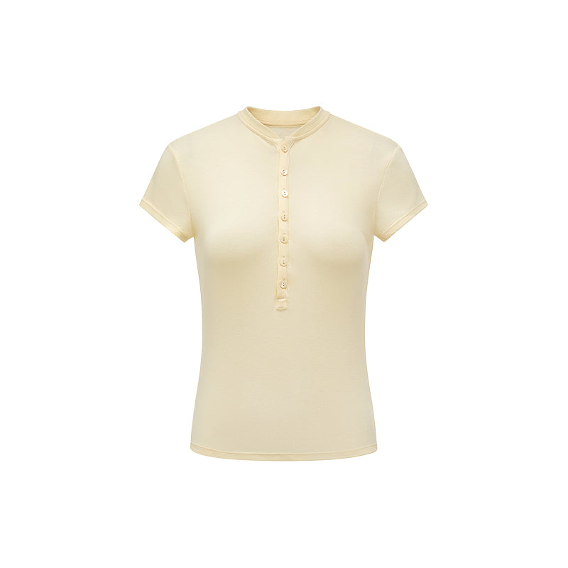 Henry Collar Short Sleeve Tee – Tencel Wool Blend, Soft & Skin-Friendly, Minimalist Elegance in Multiple Colors